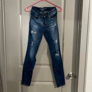 American eagle super super stretch size 4 regular ripped jeggings